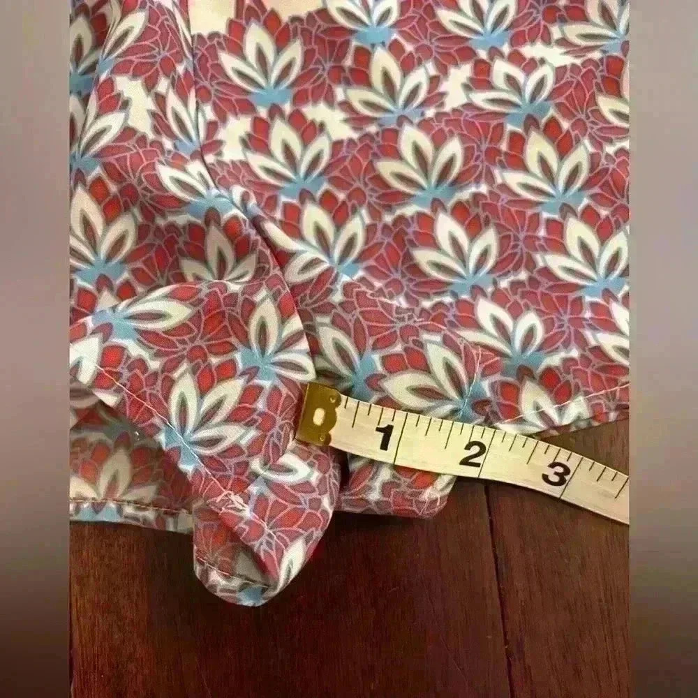 My Story Women's Cream/Blue/Red Boho Pattern Summer V-Neck Romper Size M - Picture 7 of 7